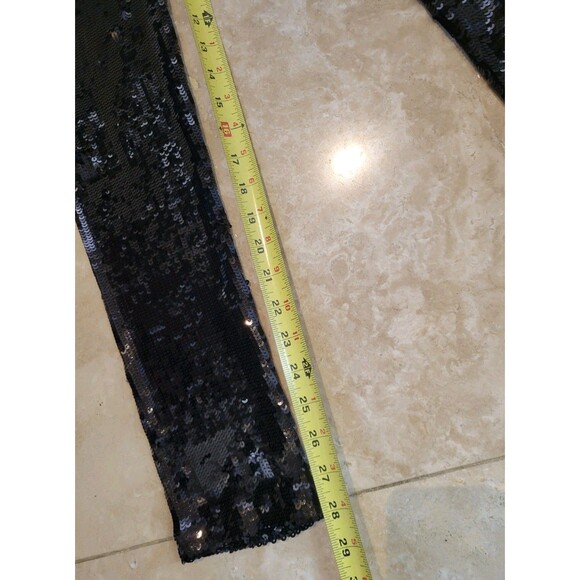 ALICE + OLIVIA SCOOP Black Sequin Pull-On Leggings Pants Mid Rise Sz M New - Picture 7 of 7